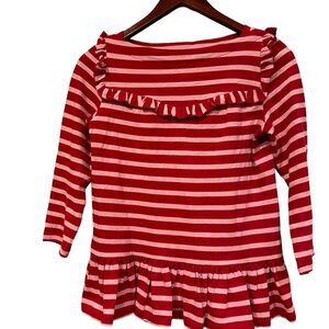 - Pink and Red Stripe Ruffle Kate Spade Knit Top, XS